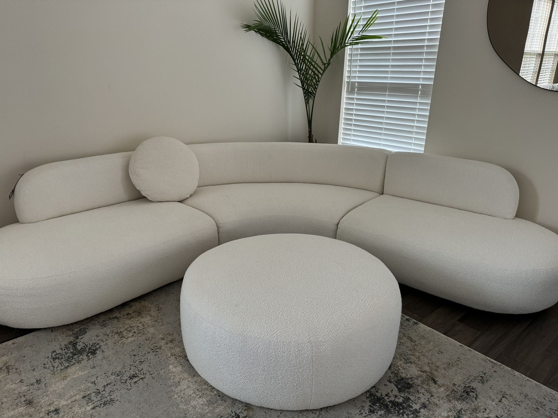 TOV Cream Boucle Sectional with Ottoman-BRAND NEW with tags. Retail is $2000