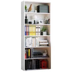 Tall Bookshelf – White 6-Tier (70”)