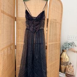 Frederick's of Hollywood Black Lace Nightgown Size S
