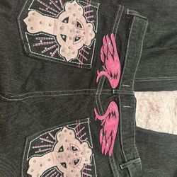 Black and Pink Baggy jeans