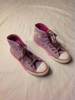 Junior's Purple Double Tongue High Top Converse
