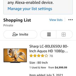 Sharp  80-Inch Aquos 3D  HD Smart LED TV 