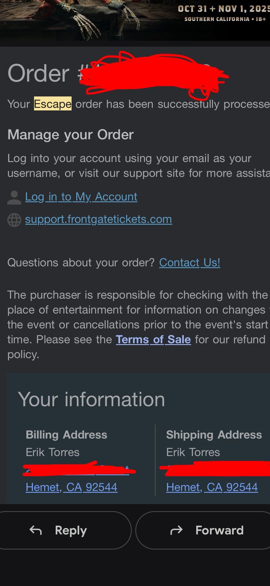 Escape Halloween Tickets 