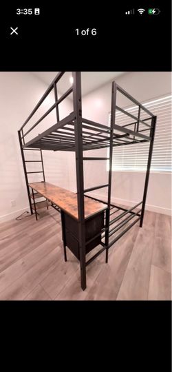 Metal full over twin Bunkbed with desk and storage