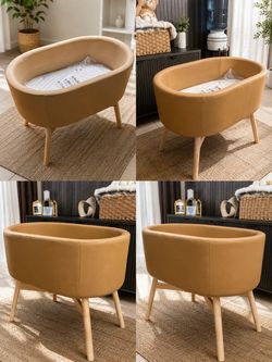 Modern Baby Bassinet with Wooden Legs