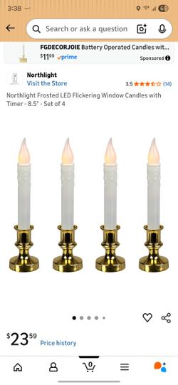 Frosted LED Flickering Window Candles with Timer - 8.5" - Set of 4