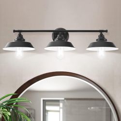 Matte Black Vanity Wall Sconce Lighting 3 Lights Rustic Farmhouse