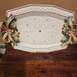 Christmas Fitz & Floyd Snowy Woods 18" Oval Serving PLatter