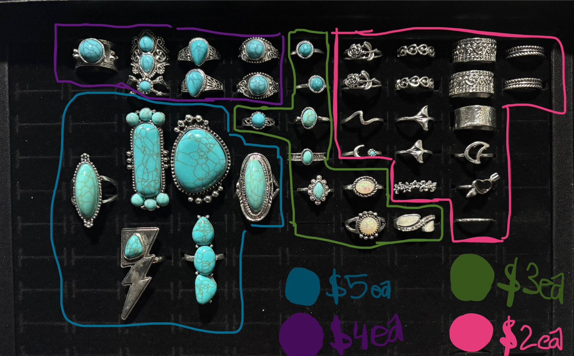 Rings Fashion Jewelry Turquoise Western