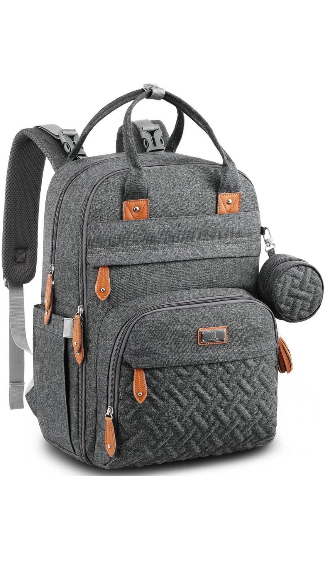BabbleRoo Unisex Diaper Bag Backpack Dark Gray