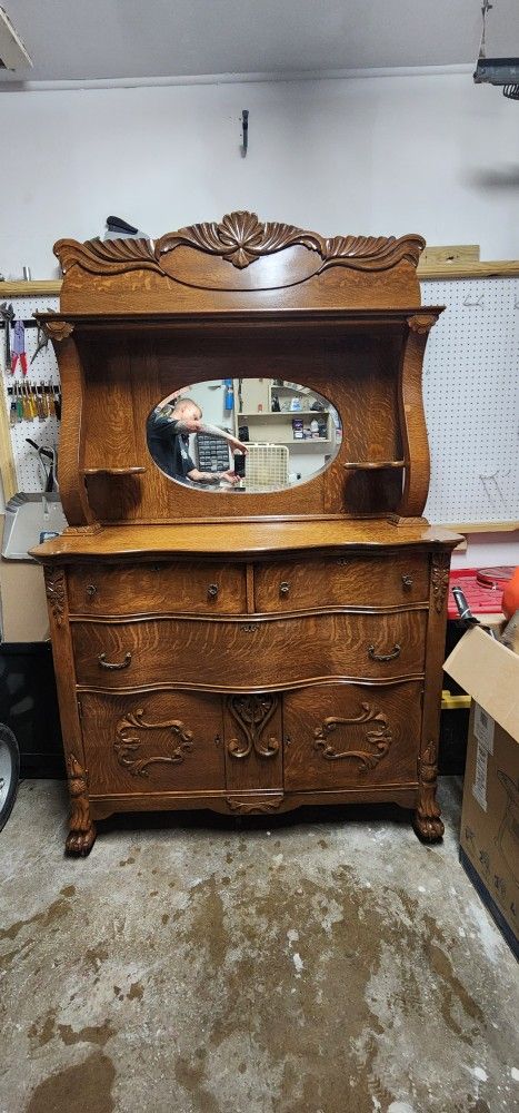 Victorian Oak Dresser & Vanity