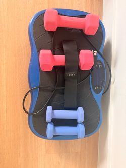 Vibration Plate with Dumbbells and Resistance Band