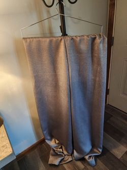 2 gray curtains size width 46 length 91.