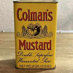 Collectible Colman Mustard Tin - Antique Vintage - 4oz Yellow Empty Can