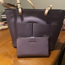 Purple Brand New Michael kors Tote And Wallet