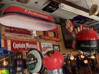 Budweiser Pool Table And Helmet
