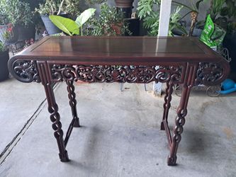 Chinese rosewood hand carved alter table with side table and stool
