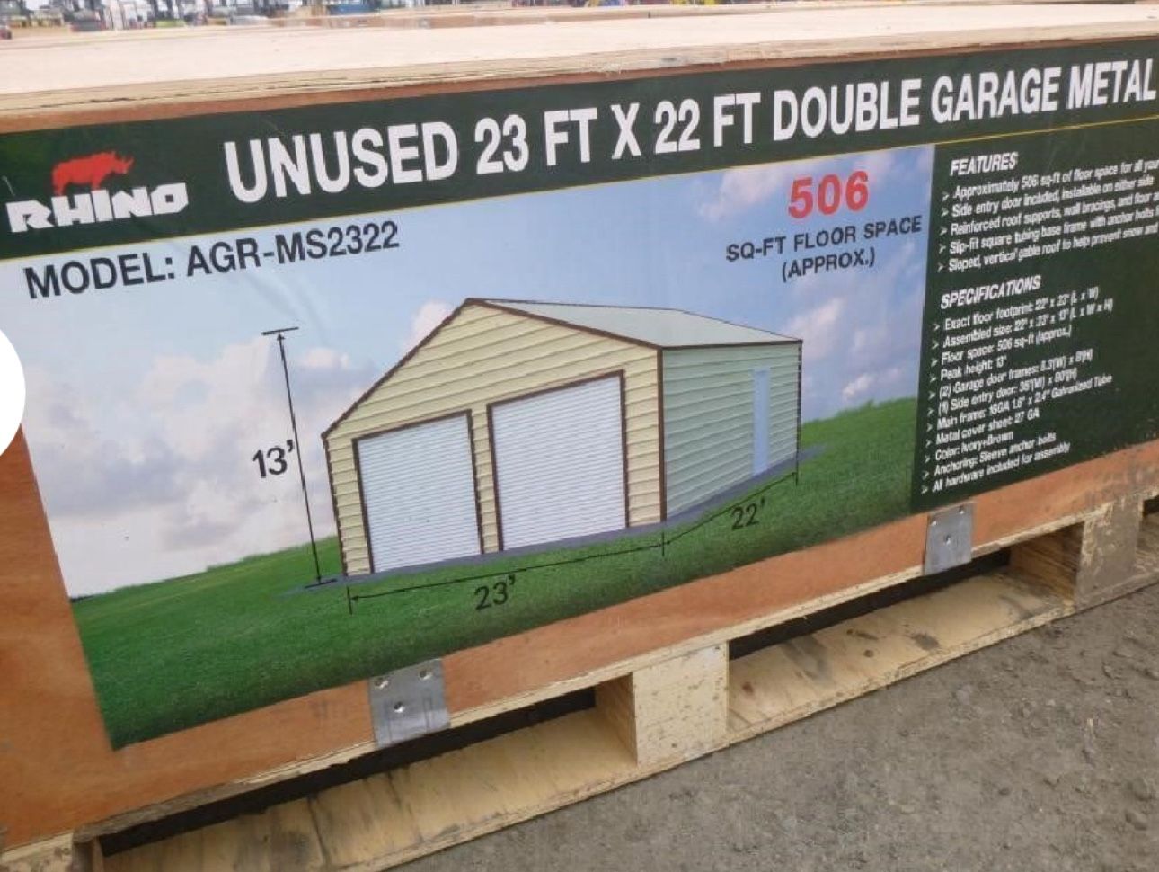 23x22 Metal Double Garage