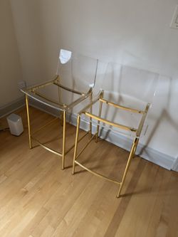 Acrylic And Gold Bar Stools 