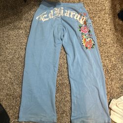 Ed Hardy Sweatpants Light Blue Graphic
