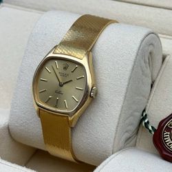1974 Rolex Cellini 34mm 18k Yellow gold 3801 champagne dial 18k yellow gold bracelet manual wind box crystal crown watch booklet tag box