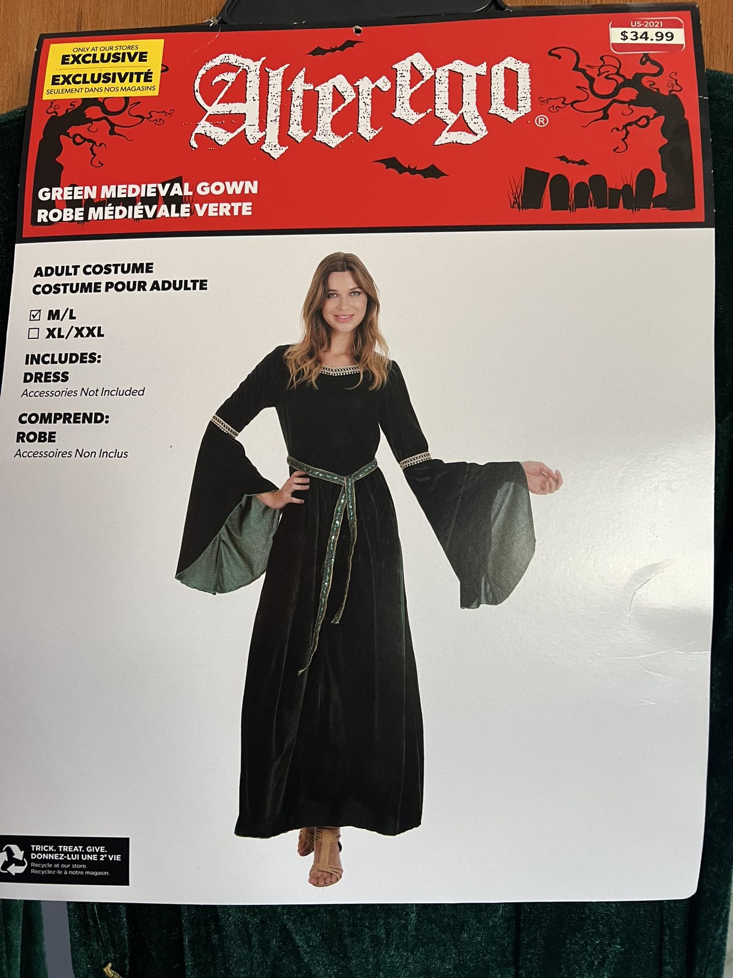 Green Medieval Gown Halloween Costume