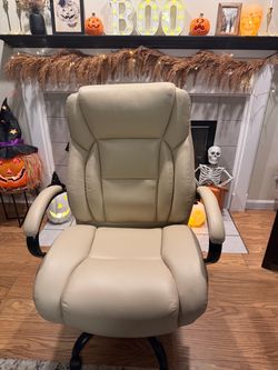 Beige Leather Executive Office Chair