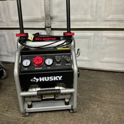 Husky 4.5 Gal. 175 PSI Portable Electric Oil-Free Quiet Twin Stack Jobsite Air Compressor w/Rubber Wheels and 2-Quick Couplers