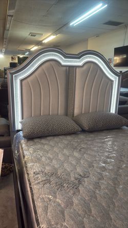 Upholstered Headboard with LED Lighting