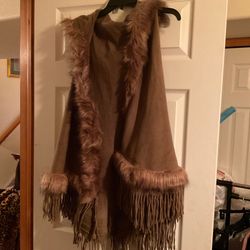 Women’s Furry Vest With Hood
