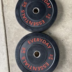 55lbs Olympic Bumper Weights Plates Rubber Pair Set
