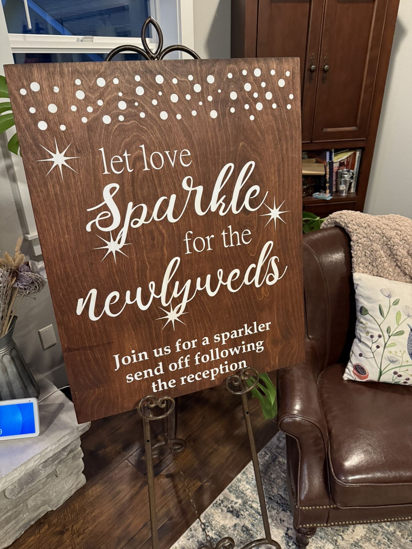 Rustic Wedding Sparkler Send-Off Sign and (41) LED Wands