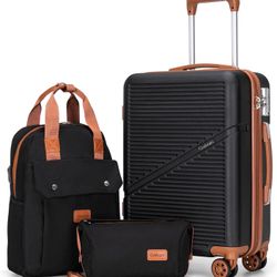 Cosbarn Carry On Luggage With Backpack ，20 Inch Carry on Suitcases with Wheels, ABS Lightweight Carry-on Luggage, Travel Suitcase Set with 