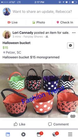 Halloween baskets with child's name or monogram, $15
