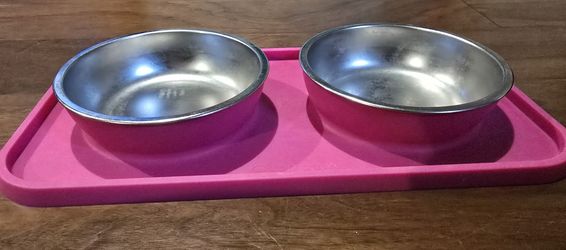 Silicone Mat with Double Dog Bowls