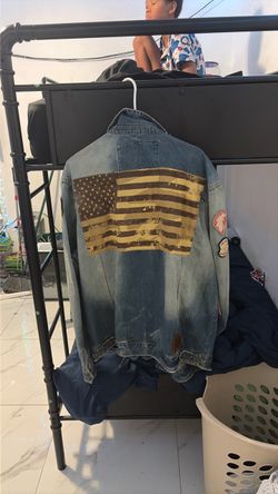 AKOO Brand Denim Jacket with American Flag Print