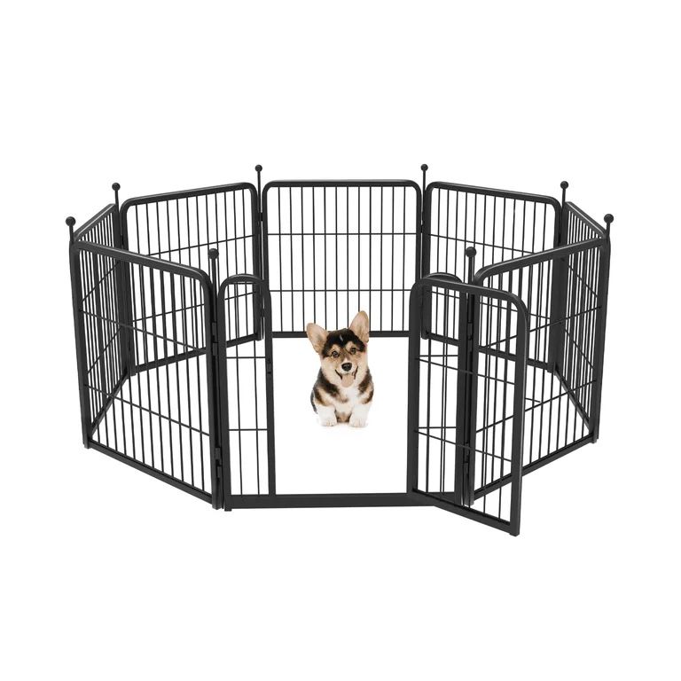 Dog Playpen Outdoor, 8 Panels 24" Height Dog Fence Exercise Pen with Doors for Small Dogs, Pet Puppy Playpen for RV, Camping, Yard