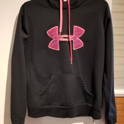 Womens Under Armour UA Storm Pullover Hoodie Black Pink Long Sleeve, Size M
