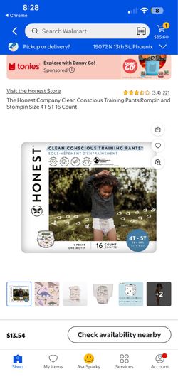 New! Honest diapers size 4/5T Retails $15
