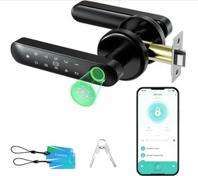 Evanshow Fingerprint Door Lock Biometric Door Knob With Keypad Keyless Entry, 5-In-1 Door Locks For Bedrooms(Fingerprint/App/Code/Key/IC Card), Home H