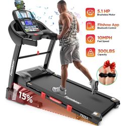 Famistar 5.1HP Folding Treadmill for Home with 15% Auto Incline, 300 LB Capacity T532A