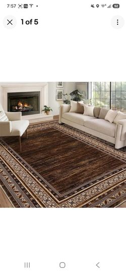 Garvee Red-Brown Washable Area Rug, 5x7