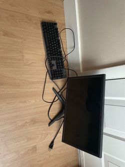 Keyboard and monitor and headphones
