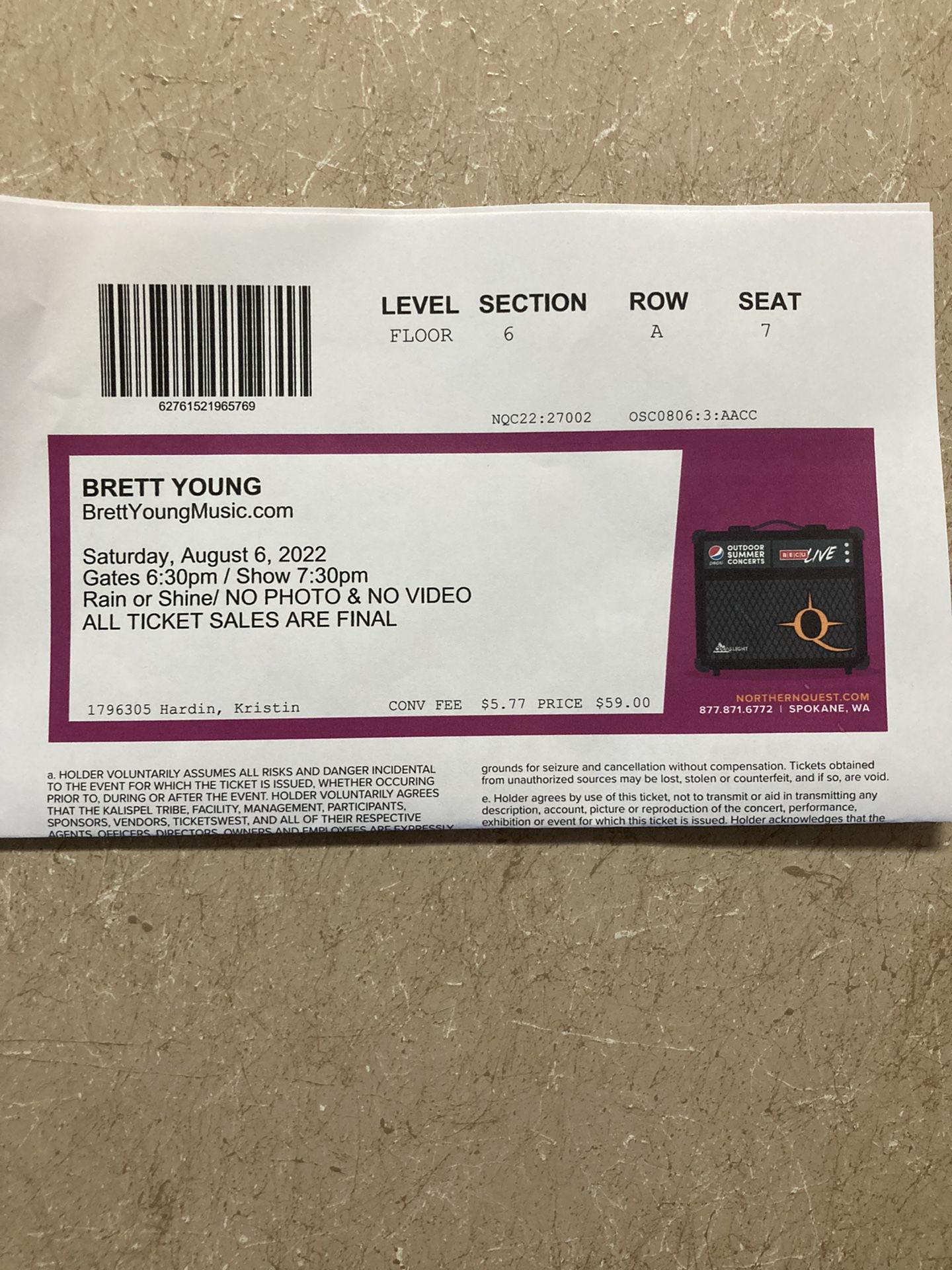 Brett Young Concert Tickets - Northern Quest Casino