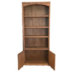 Tall Solid Wood Bookcase With Storage Cabinet 