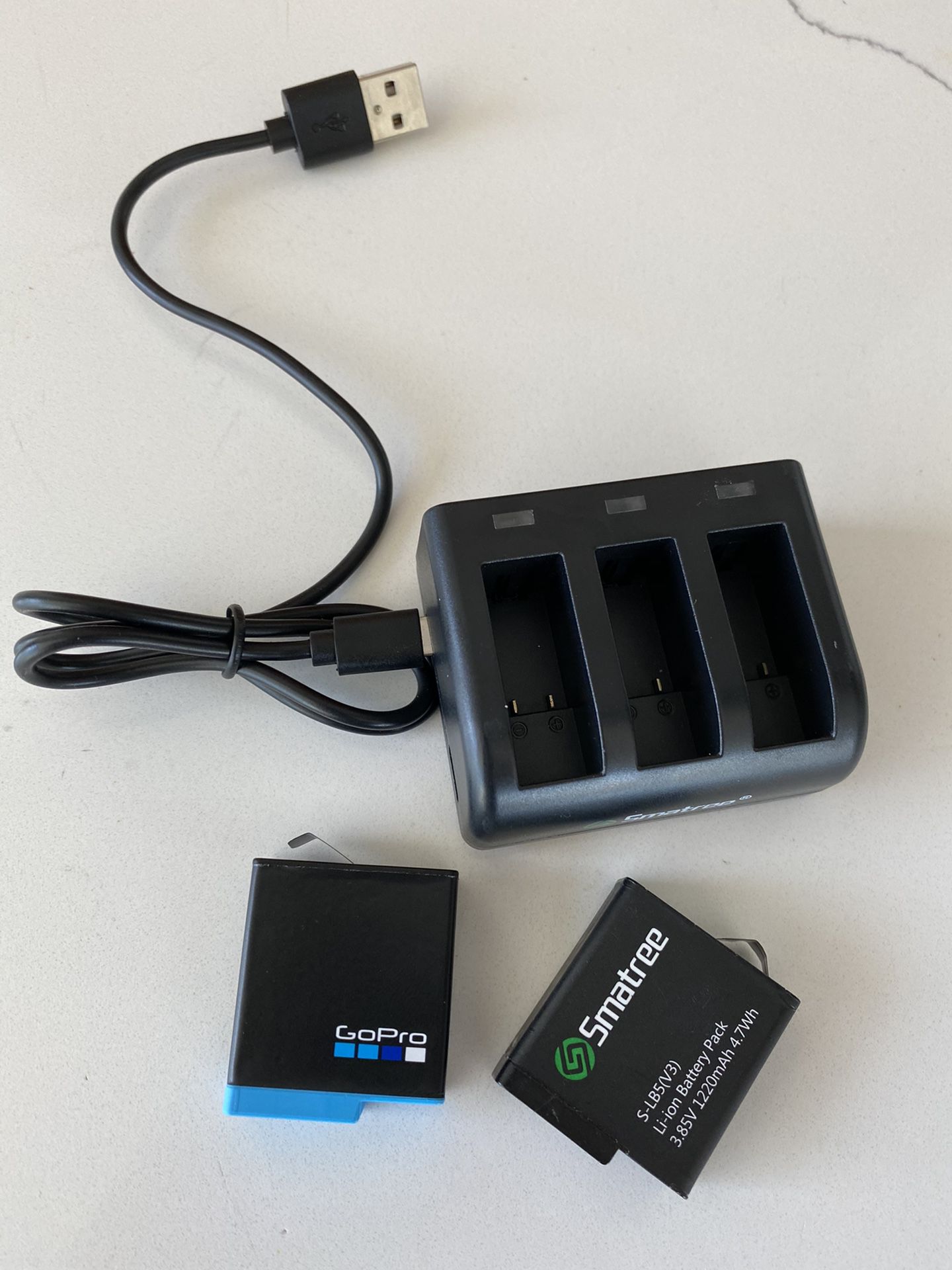 GoPro Hero 8 battery and Aftermarket battery with 3 a lot charger