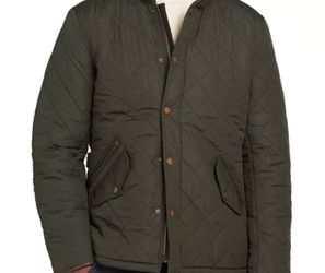 Barbour Men's Long Powell Quilted Jacket— Olive Color