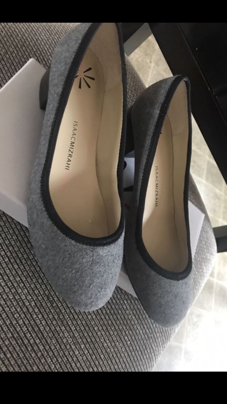 Grey/black heels