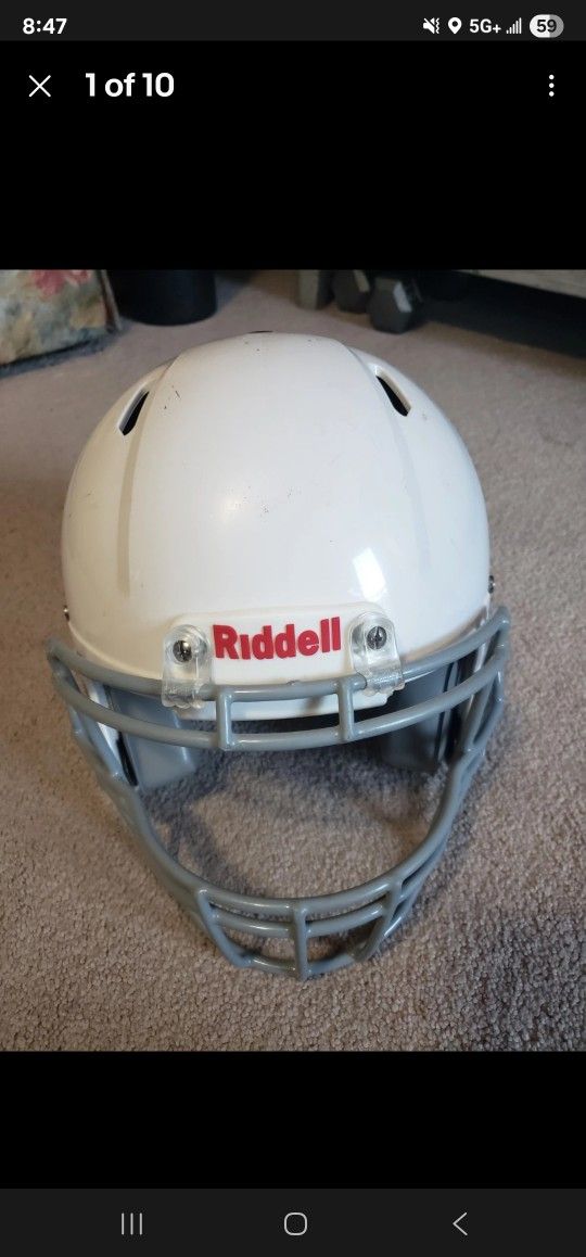 Riddell Speed Icon Football Helmet White Gray Facemask Youth Small 2021