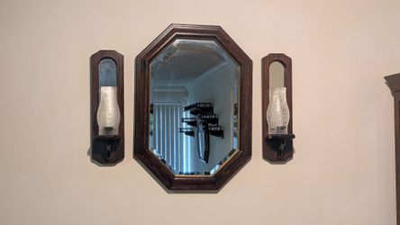 Mirror and sconces wall decor